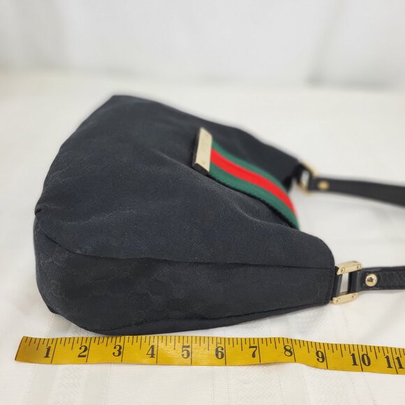 GUCCI Black GG Logo Canvas Hobo Bag - Picture 13 of 16
